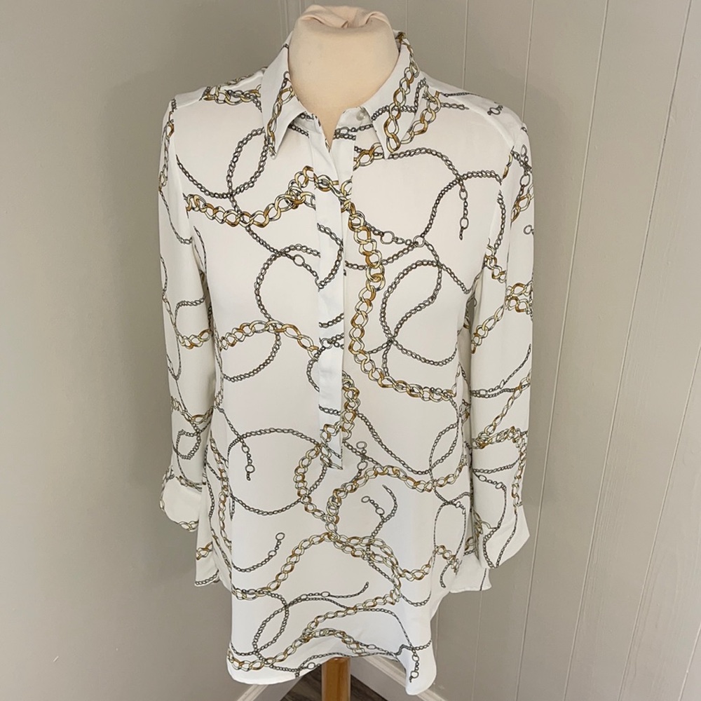 NWT CHICO’S Nautical Chain Detailed Tunic Top